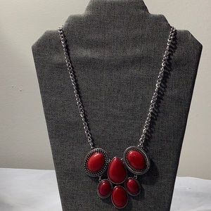 Red crackle stone Necklace and earring set